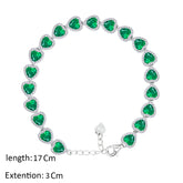 عصفور كريستال انسيال فضة تنس عيار 925 بتصميم قلوب خضراء مرصعة بالزركون